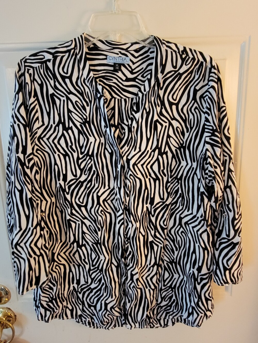 Cynthia Rowley Black & White Zebra-Print Button-Down Shirt